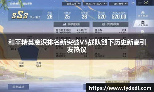 和平精英意识排名新突破V5战队创下历史新高引发热议