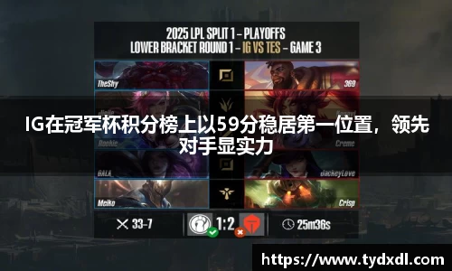 IG在冠军杯积分榜上以59分稳居第一位置，领先对手显实力